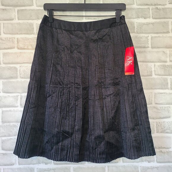 Anne Klein Dresses & Skirts - Anne Klein Black Satin Micro Pleated Skirt Size 2 NEW Holiday Party Classic $99